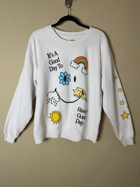 Smiley Originals It's A Good Day Whimsy Graphic Crew Neck Sweatshirt Size Medium